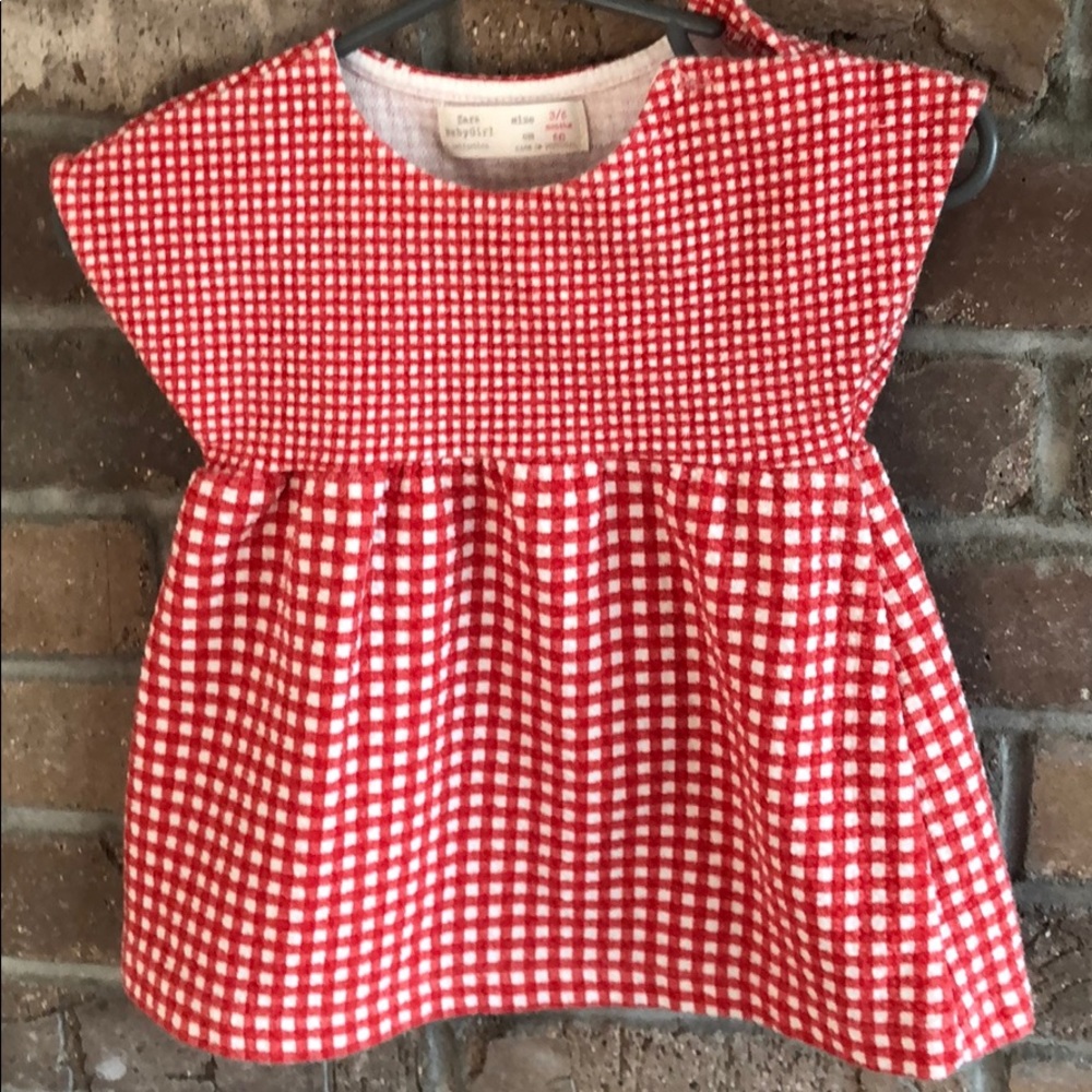 Zara Baby Girl red and white checked dress